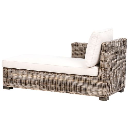 Canapé D'angle De Jardin 3 Places Valletri Côté Droit Rotin Gris