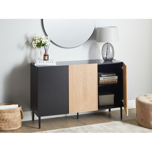 Commode 3 Portes Blythe Frêne Naturel Noir