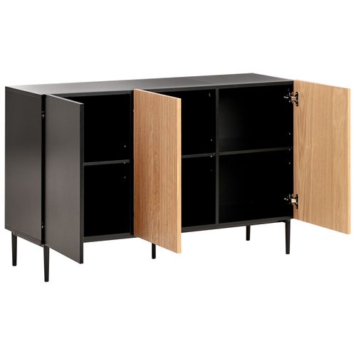 Commode 3 Portes Blythe Frêne Naturel Noir