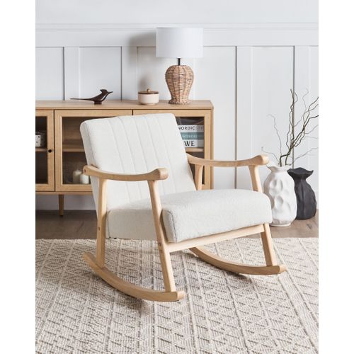 Fauteuil à Bascule Leknes Bouclé Blanc Cassé