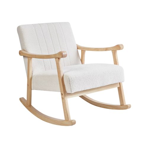 Fauteuil à Bascule Leknes Bouclé Blanc Cassé