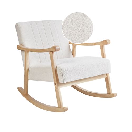 Fauteuil à Bascule Leknes Bouclé Blanc Cassé