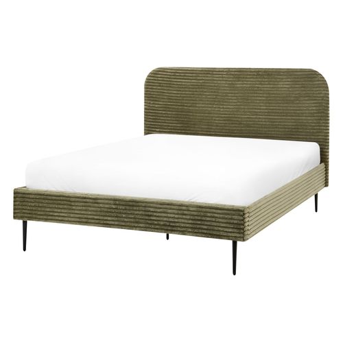 Lit Avec Sommier Velours Côtelé Flayat 140 X 200 Cm Vert
