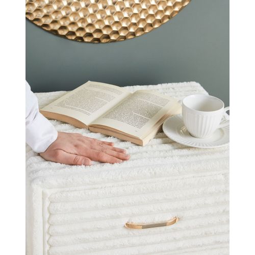 Table De Nuit à 1 Tiroir Flayat Velours Côtelé Blanc Cassé