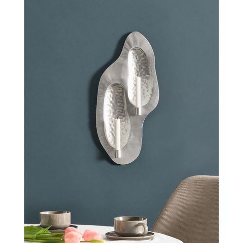 Bougeoir Mural Peniche Métal 60 Cm Argenté