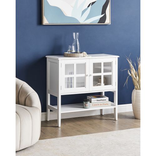 Buffet Avec Vitrine En Verre Avec Étagère Inlet 80 Cm Blanc