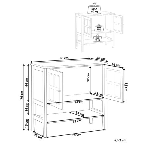Buffet Avec Vitrine En Verre Avec Étagère Inlet 80 Cm Blanc