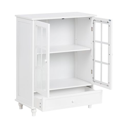 Buffet Avec Vitrine En Verre Carlet 71 Cm Blanc