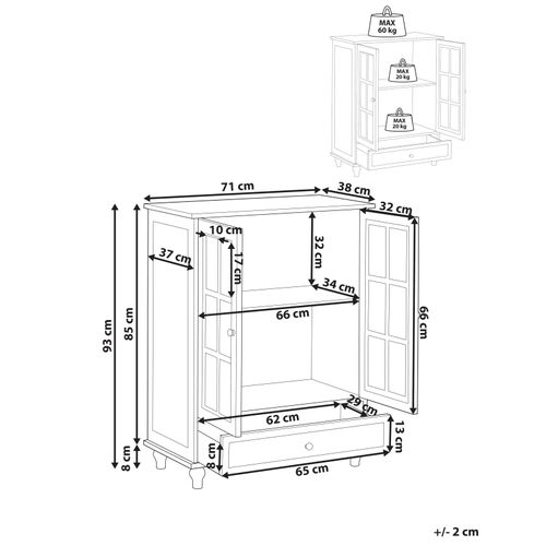 Buffet Avec Vitrine En Verre Carlet 71 Cm Blanc
