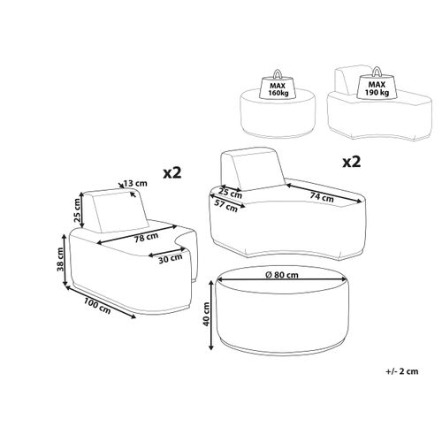 Ensemble De Salon De Jardin Avec Table 4 Places Fabro Tissu Beige