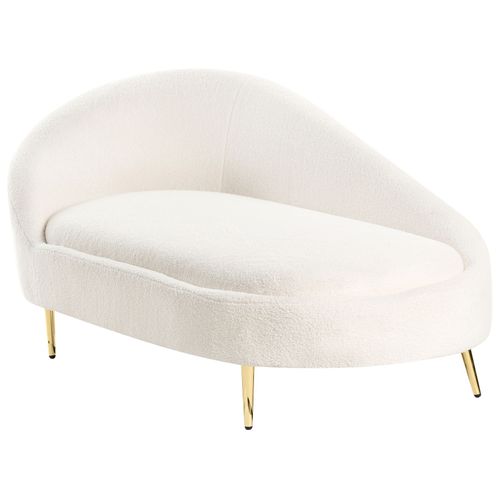 Chaise Longue Côté Gauche Valreas Bouclé Blanc Cassé