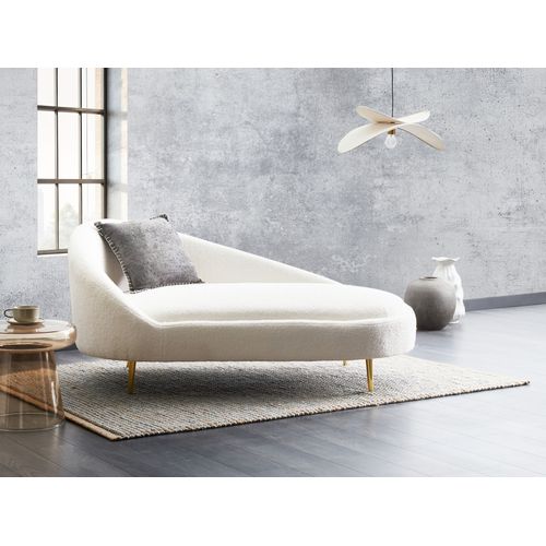Chaise Longue Côté Gauche Valreas Bouclé Blanc Cassé