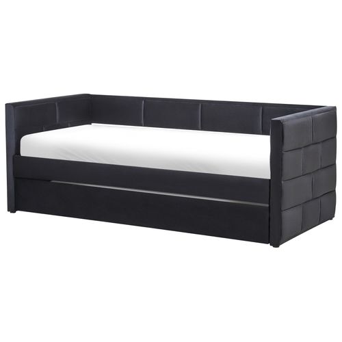 Lit Gigogne Velours Chavonne 90 X 200 Cm Noir