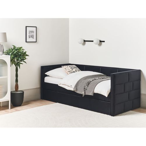Lit Gigogne Velours Chavonne 90 X 200 Cm Noir