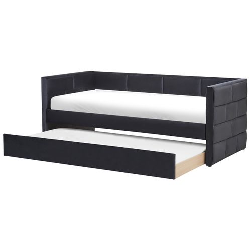 Lit Gigogne Velours Chavonne 90 X 200 Cm Noir