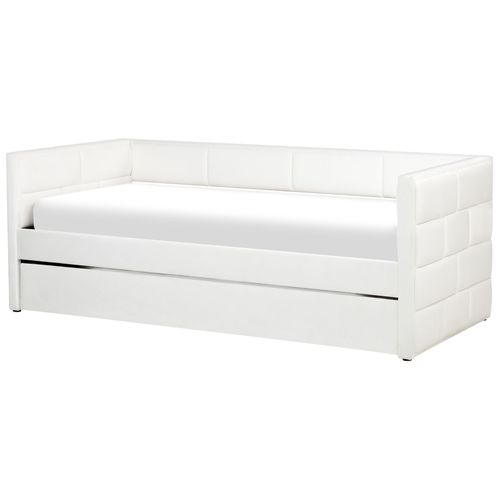 Lit Gigogne Velours Chavonne 90 X 200 Cm Blanc Cassé