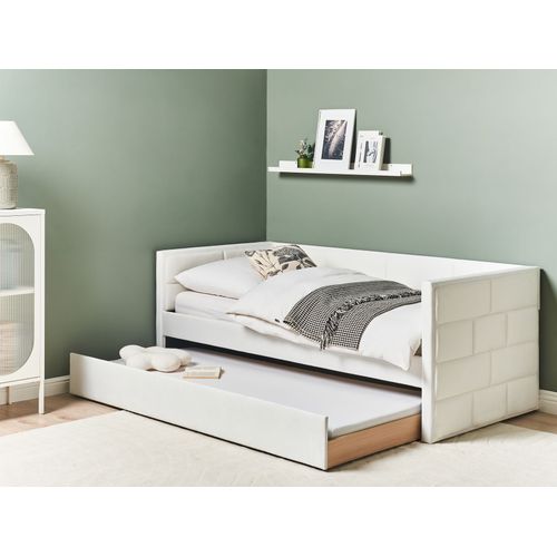 Lit Gigogne Velours Chavonne 90 X 200 Cm Blanc Cassé