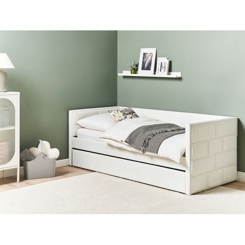 Lit Gigogne Velours Chavonne 90 X 200 Cm Blanc Cassé