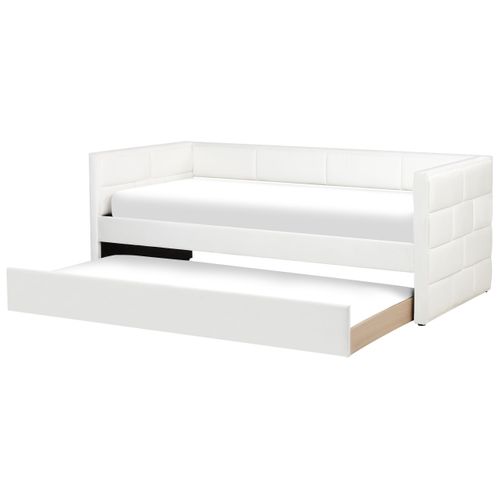 Lit Gigogne Velours Chavonne 90 X 200 Cm Blanc Cassé