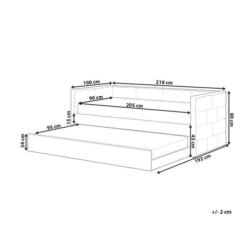 Lit Gigogne Velours Chavonne 90 X 200 Cm Blanc Cassé