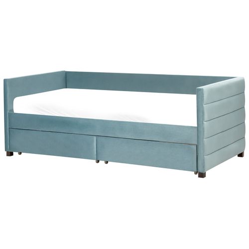 Lit De Jour Avec Rangement Velours Marray 90 X 200 Cm Vert Menthe