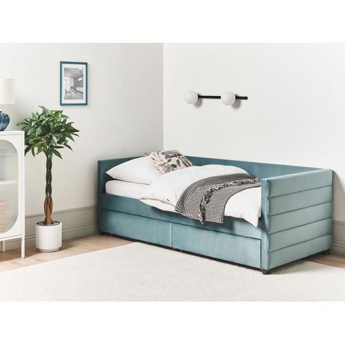 Lit De Jour Avec Rangement Velours Marray 90 X 200 Cm Vert Menthe