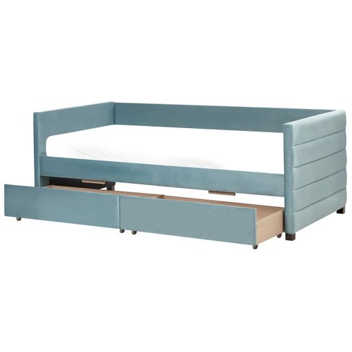 Lit De Jour Avec Rangement Velours Marray 90 X 200 Cm Vert Menthe