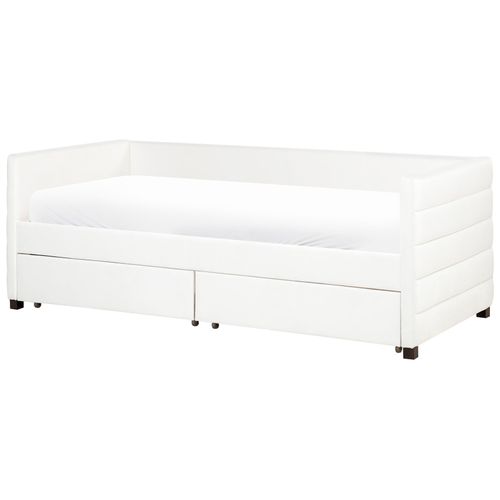 Lit De Jour Avec Rangement Velours Marray 90 X 200 Cm Blanc Cassé