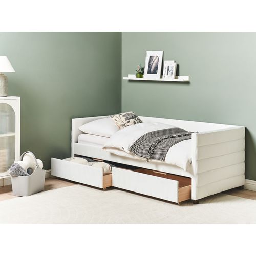 Lit De Jour Avec Rangement Velours Marray 90 X 200 Cm Blanc Cassé