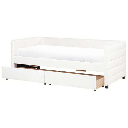 Lit De Jour Avec Rangement Velours Marray 90 X 200 Cm Blanc Cassé