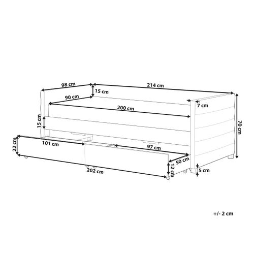 Lit De Jour Avec Rangement Velours Marray 90 X 200 Cm Blanc Cassé