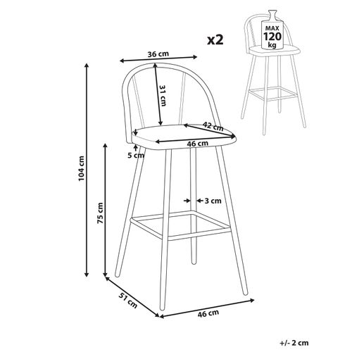 Lot De 2 Chaises De Bar Cornell Métal Vert