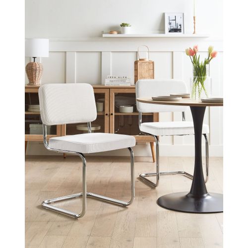 Lot De 2 Chaises De Salle à Manger Irwin Velours Côtelé Blanc Cassé