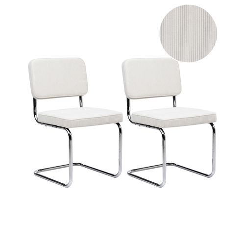 Lot De 2 Chaises De Salle à Manger Irwin Velours Côtelé Blanc Cassé