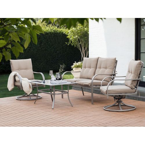 Ensemble De Salon De Jardin Avec Table 4 Places Mestrino Métal Beige