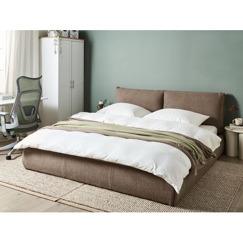 Lit Avec Sommier Bouclé Vinay 180 X 200 Cm Marron