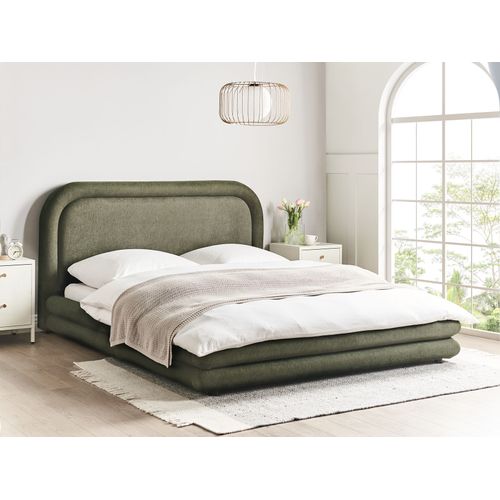Lit Avec Sommier Lin Synthétique Lavardens 160 X 200 Cm Vert Foncé