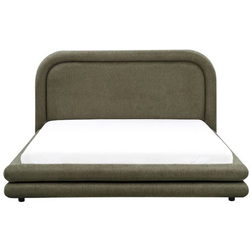 Lit Avec Sommier Lin Synthétique Lavardens 160 X 200 Cm Vert Foncé