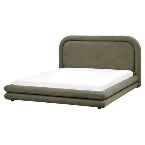 Lit Avec Sommier Lin Synthétique Lavardens 160 X 200 Cm Vert Foncé