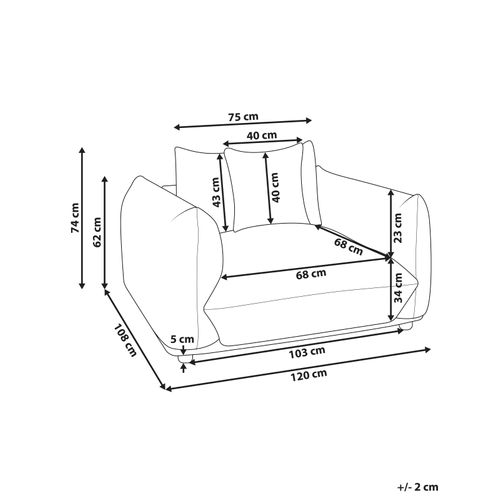 Fauteuil Luvos Tissu Gris Clair