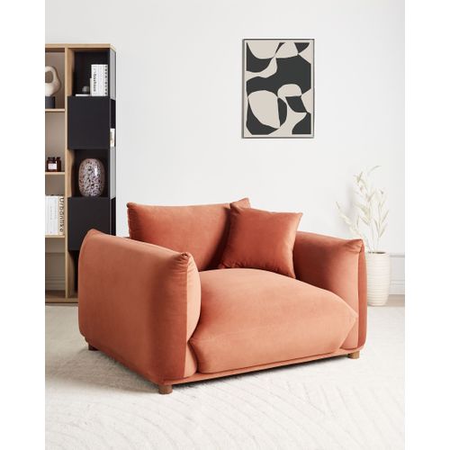 Fauteuil Luvos Velours Marron Doré