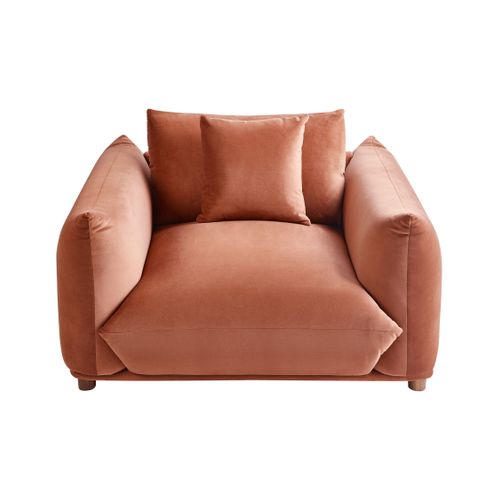 Fauteuil Luvos Velours Marron Doré