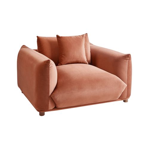 Fauteuil Luvos Velours Marron Doré