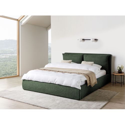 Lit Ottoman Tissu Bajonna 180 X 200 Cm Vert Foncé