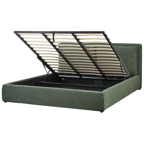 Lit Ottoman Tissu Bajonna 180 X 200 Cm Vert Foncé