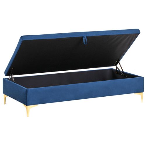 Pouf De Rangement Aberdeen Velours Bleu Marine