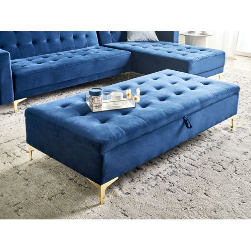 Pouf De Rangement Aberdeen Velours Bleu Marine