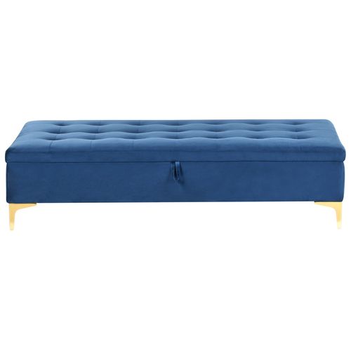 Pouf De Rangement Aberdeen Velours Bleu Marine