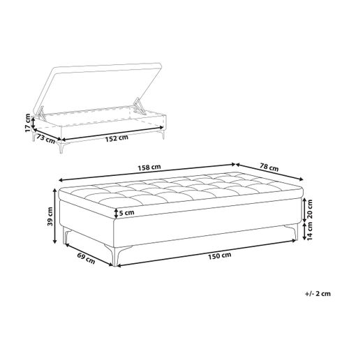 Pouf De Rangement Aberdeen Velours Bleu Marine