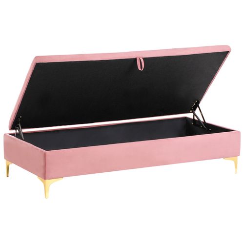 Pouf De Rangement Aberdeen Velours Rose